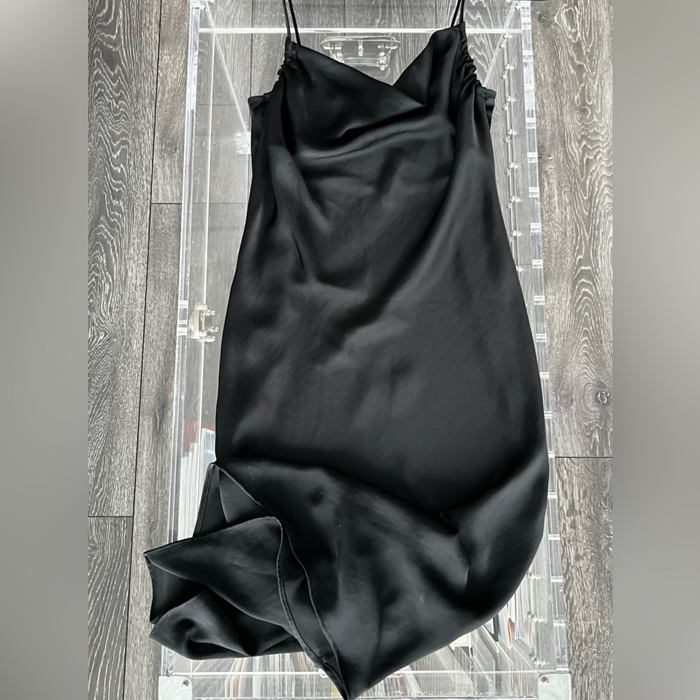 Zara Black Satin Midi Dress